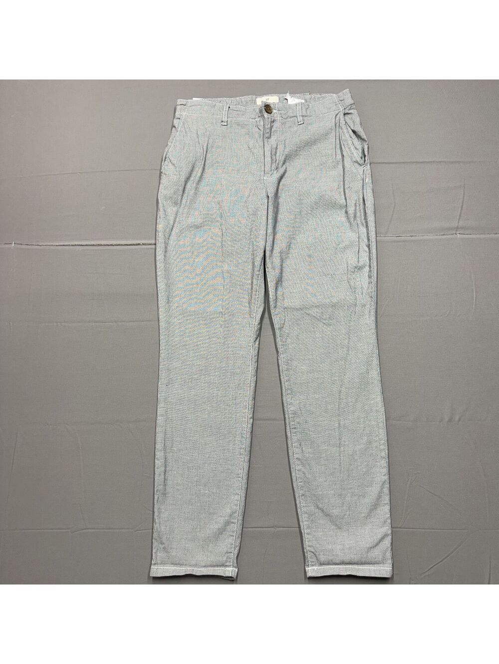 H&M L.O.G.G. Women's Chino Pants Woven Micro Stripe Size 8 Gray Preppy